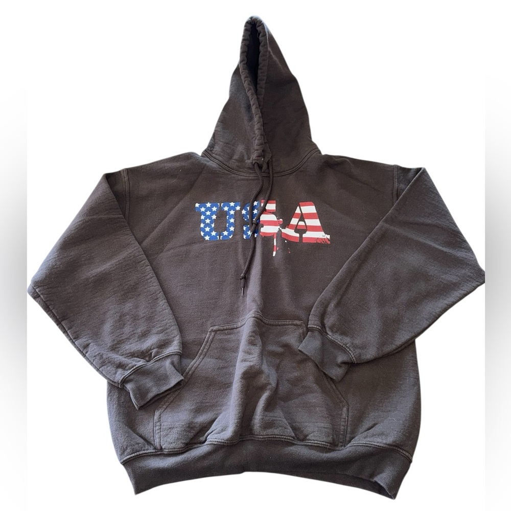 Men’s USA Brown Drawstring Hoodie M